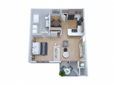 Floor plan for studio, 1 bath, 625 sqft